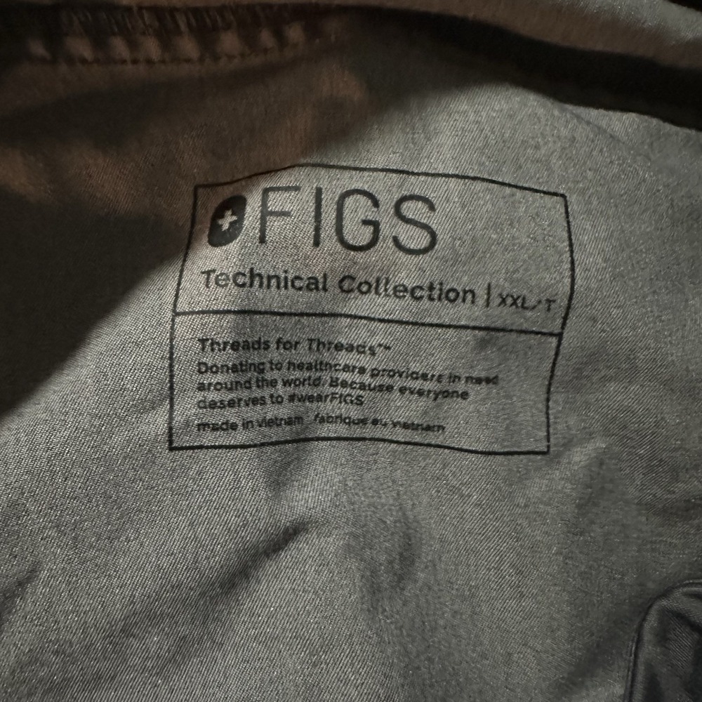 FIGS Kade Cargo Scrub Pants Heather Graphite Gray Teal Drawstring XXL/T - Picture 2 of 13